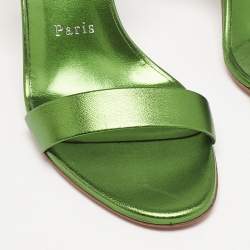 Christian Louboutin Metallic Green Leather O Marylin Slingback Sandals Size 38