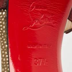 Christian Louboutin Multicolor Leather and Python Cross Minetta Platform Sandals Size 37.5