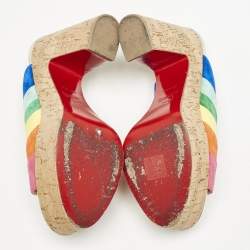 Christian Louboutin Multicolor Suede Rainbow Platform Sandals Size 41                  