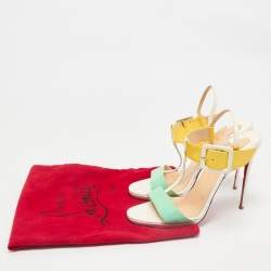 Christian Louboutin Multicolor Patent Leather Beltega T-Strap Sandals Size 38.5