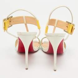 Christian Louboutin Multicolor Patent Leather Beltega T-Strap Sandals Size 38.5