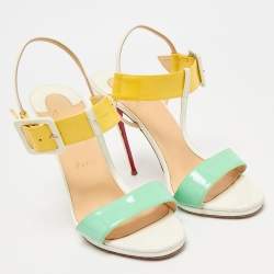 Christian Louboutin Multicolor Patent Leather Beltega T-Strap Sandals Size 38.5