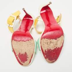 Christian Louboutin Multicolor Patent Leather Beltega T-Strap Sandals Size 38.5