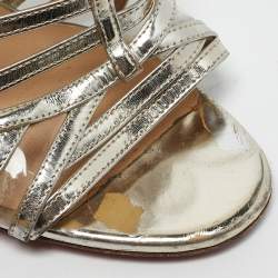 Christian Louboutin Light Gold Leather City Jolly Cage Sandals Size 38.5
