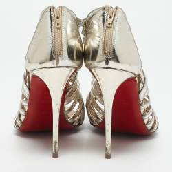 Christian Louboutin Light Gold Leather City Jolly Cage Sandals Size 38.5