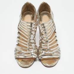 Christian Louboutin Light Gold Leather City Jolly Cage Sandals Size 38.5