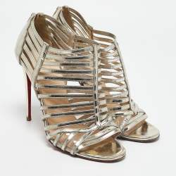 Christian Louboutin Light Gold Leather City Jolly Cage Sandals Size 38.5
