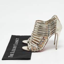 Christian Louboutin Light Gold Leather City Jolly Cage Sandals Size 38.5
