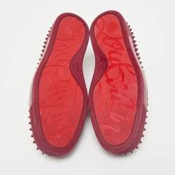 Christian Louboutin Dark Red Patent Leather Roller Boat Slip On Sneakers Size 40
