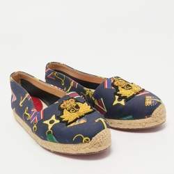 Christian Louboutin Navy Blue Medal Printed Canvas Galia Espadrille Flats Size 36