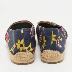 Christian Louboutin Navy Blue Medal Printed Canvas Galia Espadrille Flats Size 36