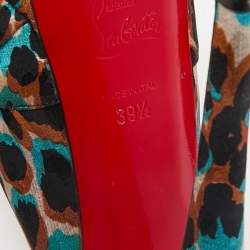 Christian Louboutin Multicolor Canvas Jenny Peep Toe Pumps Size 39.5