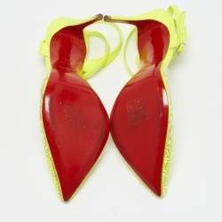 Pre Owned حذاء كعب عالي كريستيان لوبوتان "سبايكاكوين" بي في سي أخضر مقاس 37