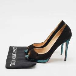 Christian Louboutin Black Suede Yolanda Peep Toe Pumps Size 40