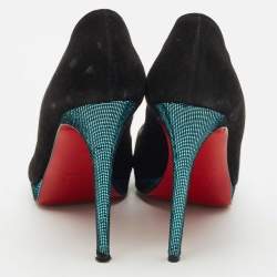 Christian Louboutin Black Suede Yolanda Peep Toe Pumps Size 40