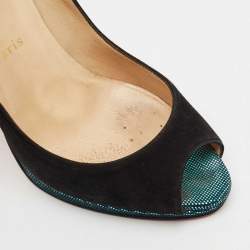 Christian Louboutin Black Suede Yolanda Peep Toe Pumps Size 40