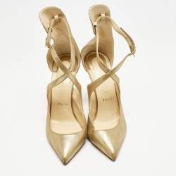 Christian Louboutin Gold Leather Marlenalta Thong Sandals Size 38
