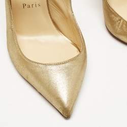 Christian Louboutin Gold Leather Marlenalta Thong Sandals Size 38