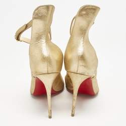 Christian Louboutin Gold Leather Marlenalta Thong Sandals Size 38
