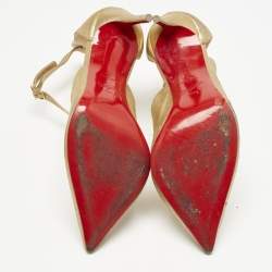 Christian Louboutin Gold Leather Marlenalta Thong Sandals Size 38