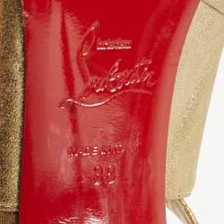 Christian Louboutin Gold Leather Marlenalta Thong Sandals Size 38