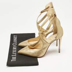 Christian Louboutin Gold Leather Marlenalta Thong Sandals Size 38