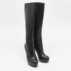 Christian Louboutin Black Leather Bianca Botta Knee High Boots Size 37.5