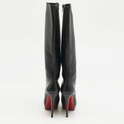 Christian Louboutin Black Leather Bianca Botta Knee High Boots Size 37.5