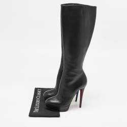 Christian Louboutin Black Leather Bianca Botta Knee High Boots Size 37.5