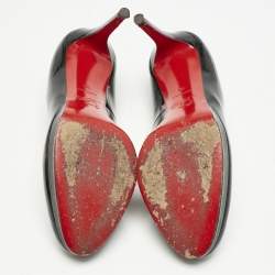 Pre Owned Christian Louboutin Black Patent Leather Simple Round Toe Pumps Size 38