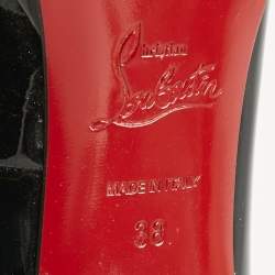 Pre Owned Christian Louboutin Black Patent Leather Simple Round Toe Pumps Size 38