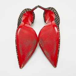 Christian Louboutin Black/Gold Velvet and Glitter Iriza Pumps Size 40