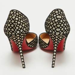 Christian Louboutin Black/Gold Velvet and Glitter Iriza Pumps Size 40
