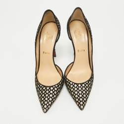 Christian Louboutin Black/Gold Velvet and Glitter Iriza Pumps Size 40