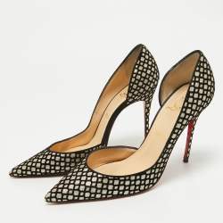 Christian Louboutin Black/Gold Velvet and Glitter Iriza Pumps Size 40