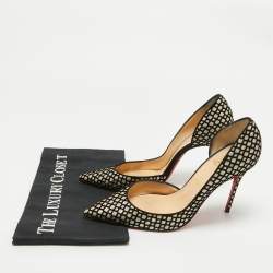 Christian Louboutin Black/Gold Velvet and Glitter Iriza Pumps Size 40