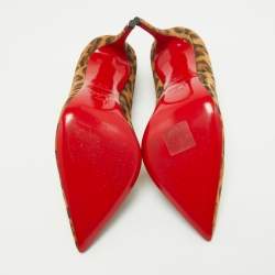 Christian Louboutin Brown Suede Leopard Print So Kate Pumps Size 37.5