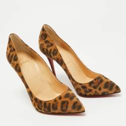 Christian Louboutin Brown Suede Leopard Print So Kate Pumps Size 37.5