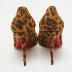 Christian Louboutin Brown Suede Leopard Print So Kate Pumps Size 37.5