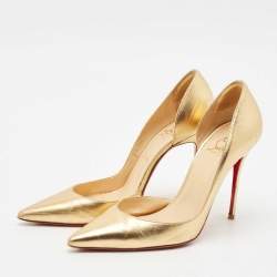 Christian Louboutin Gold Leather Iriza D'orsay Pumps Size 39