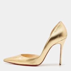 Christian Louboutin Gold Leather Iriza D'orsay Pumps Size 39