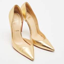 Christian Louboutin Gold Leather Iriza D'orsay Pumps Size 39