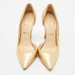 Christian Louboutin Gold Leather Iriza D'orsay Pumps Size 39
