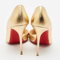 Christian Louboutin Gold Leather Iriza D'orsay Pumps Size 39