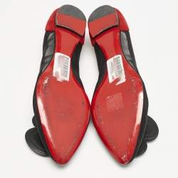 Christian Louboutin Black/Red Suede and Mesh Pansy Ballet Flats Size 40