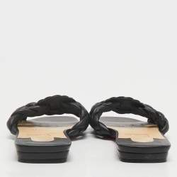 Christian Louboutin Black Woven Leather Marmella  Flat Slides Size 36