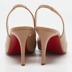 Christian Louboutin Beige Leather Private Number Slingback Sandals Size 40