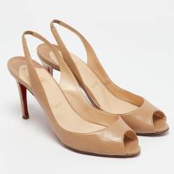 Christian Louboutin Beige Leather Private Number Slingback Sandals Size 40