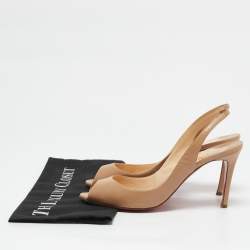 Christian Louboutin Beige Leather Private Number Slingback Sandals Size 40