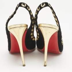 Christian Louboutin Black Leather and Suede Ostri Pumps Size 38.5